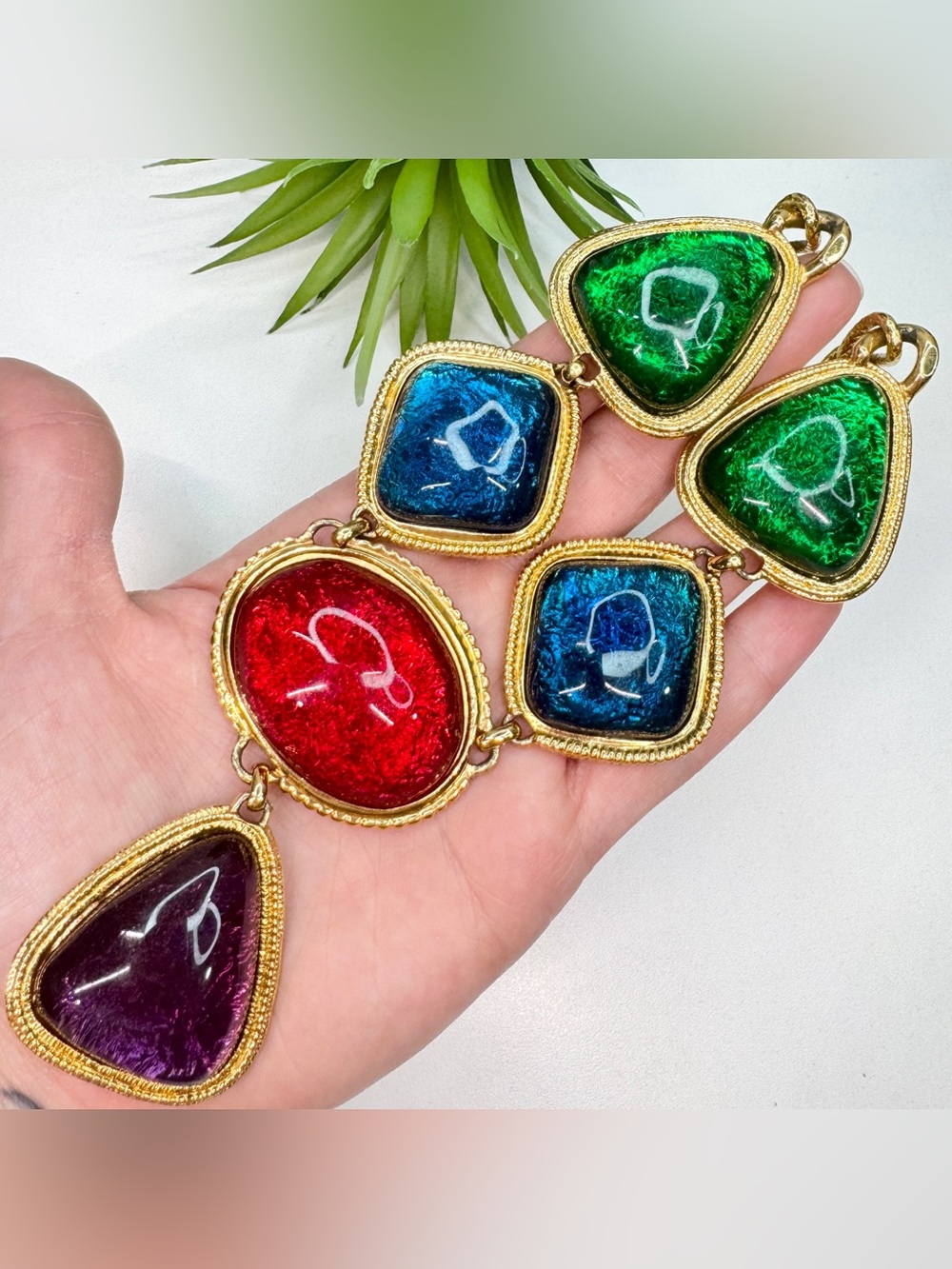 VTG 90s KJL for Avon Kenneth Jay Lane Caprianti Jewel Tone Statement Necklace - Picture 10 of 12